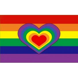 Drapeau Rainbow Heart 90 x 150cm
