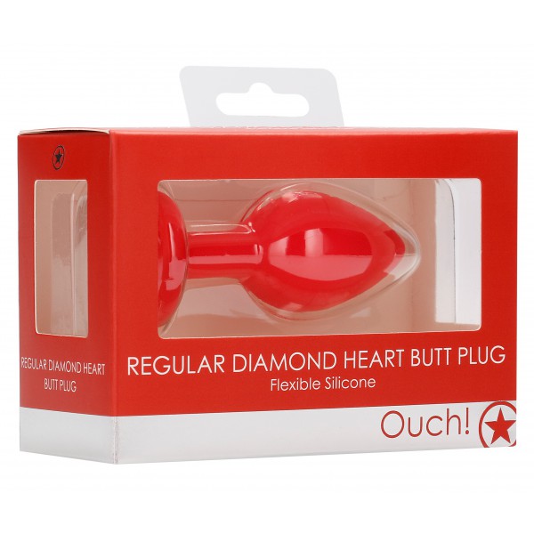 Plug Bijou Anal Silicone Vermelho Coração 6 x 2,8 cm