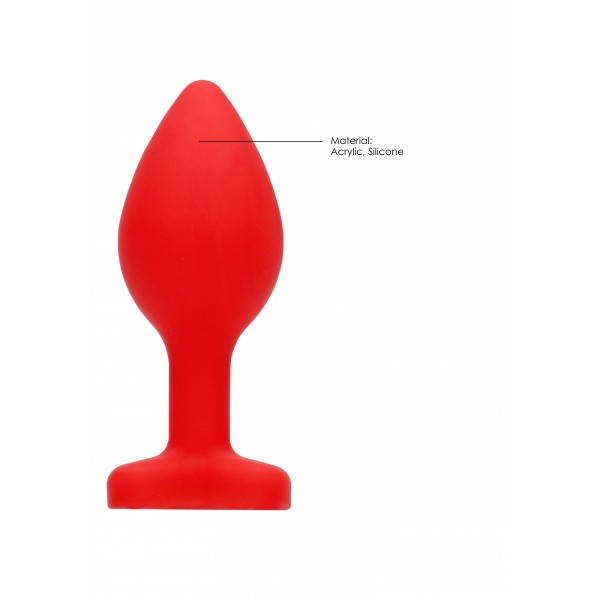 Plug Bijou Anal Silicone Vermelho Coração 6 x 2,8 cm