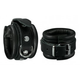 Leather handcuffs for wrists 5cm Black
