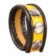 Leather Cockring - Black/Yellow- 3 press studs