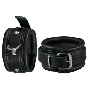 Kiotos Leather ankle cuffs 5cm Black