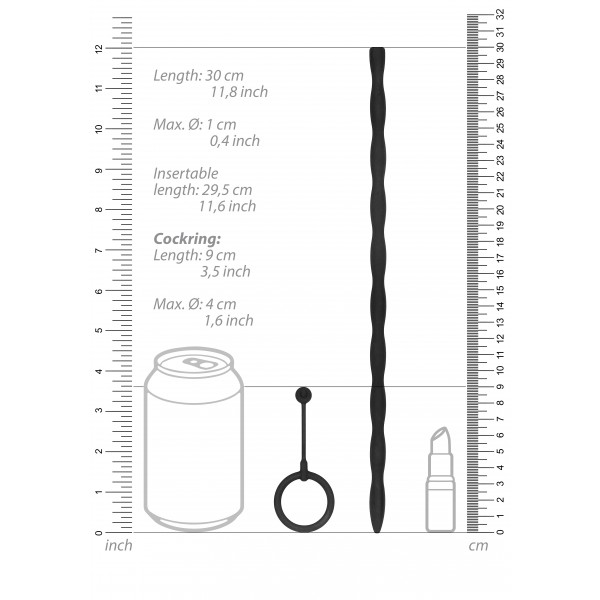 Tige pour urètre en Silicone 29cm - 10mm