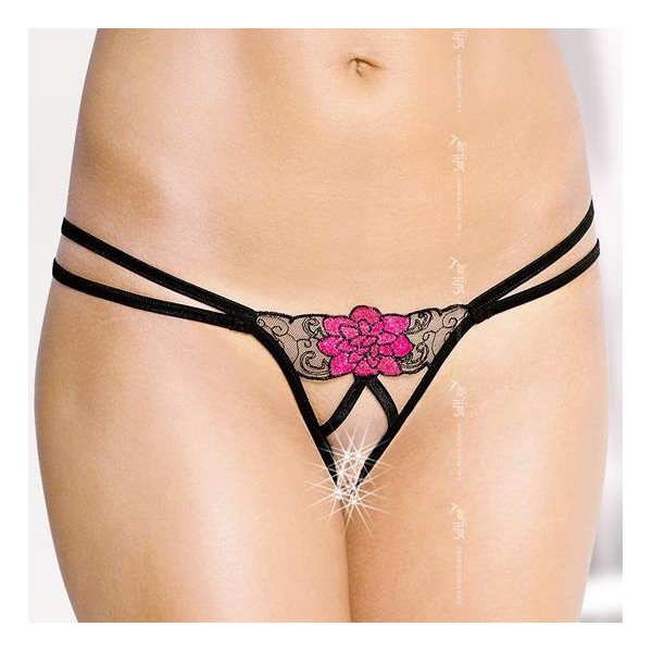 Tanga aperto BEGNINA - Nero e rosa