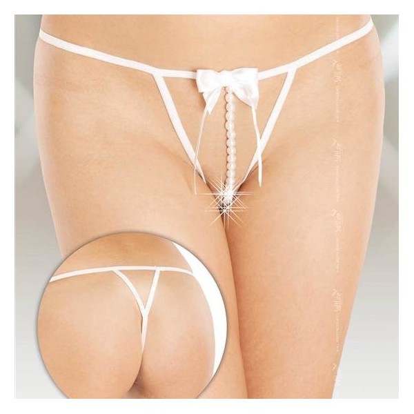 Thong with pearls AZZURA - White