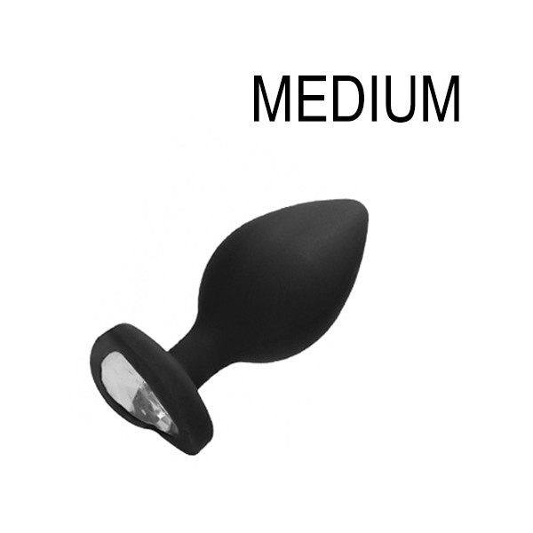 Plug Bijou Anal Silicone Heart Black 7 x 3.5 cm