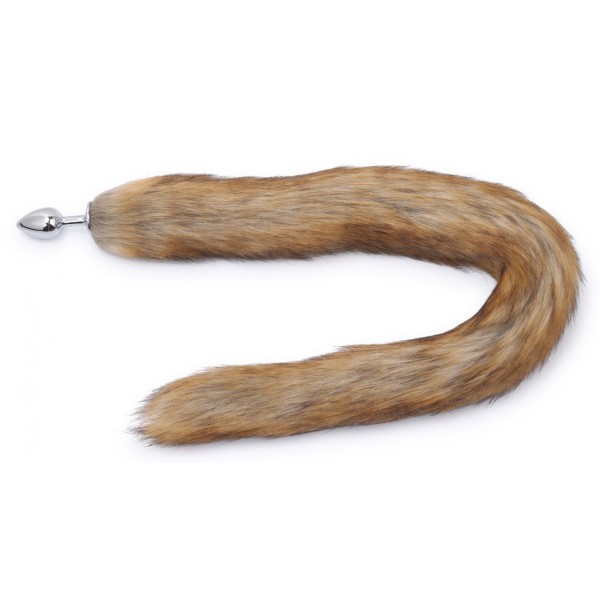 Plug with fur tail 7 x 3.4cm Beige