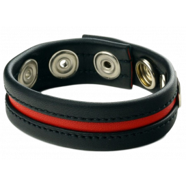 Prowler RED Leather Cockring 3 snaps black-Red