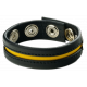 Leather Cockring 3 snaps Black-Yellow