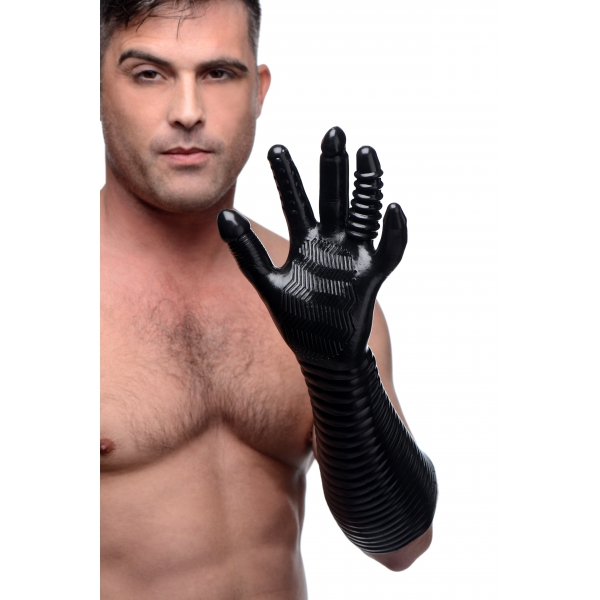 Pleasure Fister Long Textured Glove Black