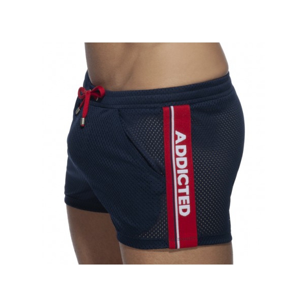 Navy Blue Waistband Mesh Short