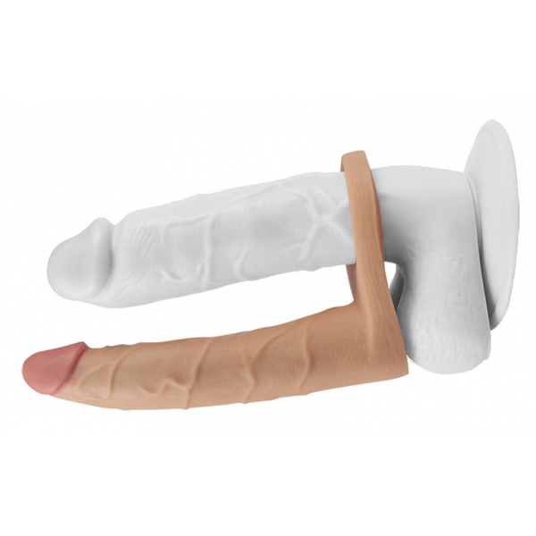 Double Dildo Cockring - 15.5 x 2.9 cm Flesh