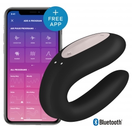 Estimulador Negro Double Joy Satisfyer Connected Stimulator