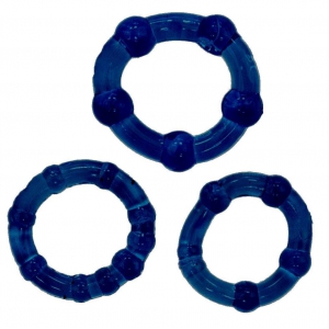 Rude Rider Paquete de 3 anillos de pene blandos azules
