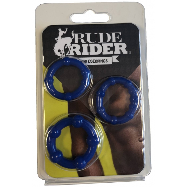 Pack of 3 mini blue soft cockrings
