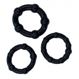 Rude Rider Conjunto de 3 mini anéis penianos macios pretos