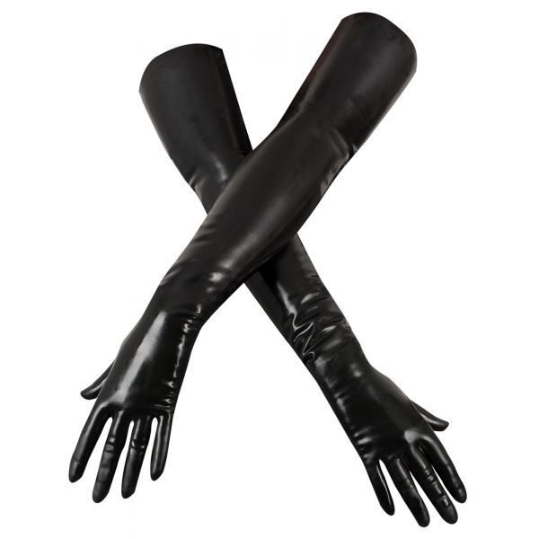 Lange latex handschoenen Bdsm pak zwart