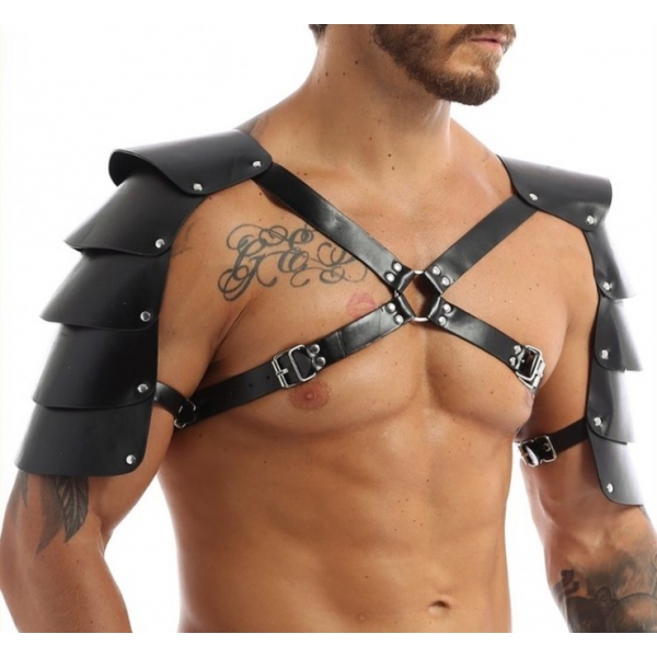 Shoulder Harness with Armors Black Simili