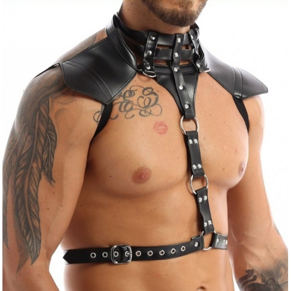 HALTER Faux Harness Black