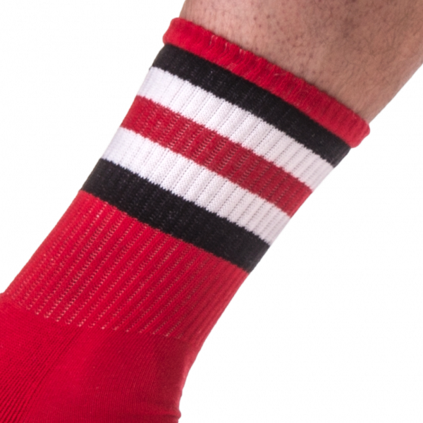 Chaussettes Half Socks Stripes Rouge Noir Blanc