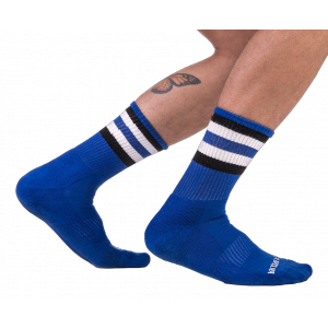 Barcode Berlin Socken Halb Fetisch Streifen Blau Schwarz Weiß