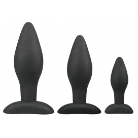 EasyToys Anal Collection Kit of 3 black Rocket silicone plugs