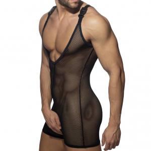 Addicted Singlet Mesh Wrestling Suit Black