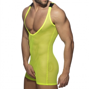 Addicted Mesh Wrestling Suit Fluo