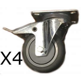 Castors with brake Diameter 10cm Pro Quality x4