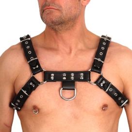 Black leather harness