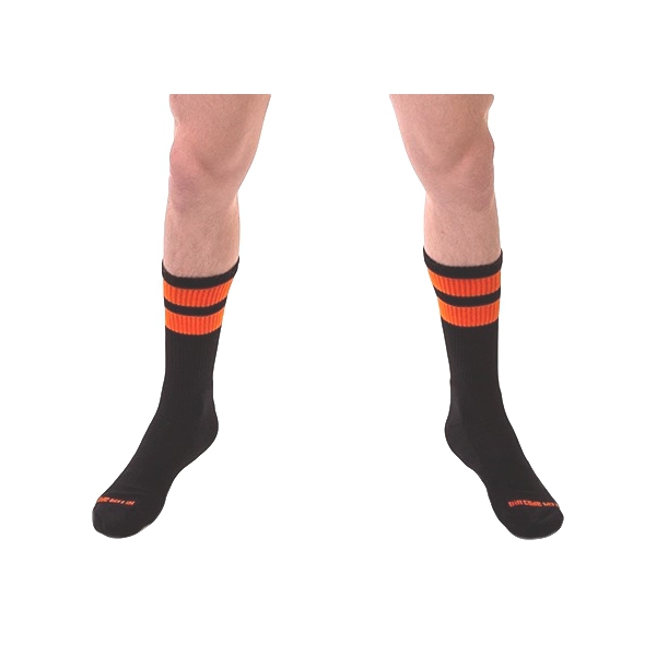 Calcetines de gimnasia negro-naranja fluorescente