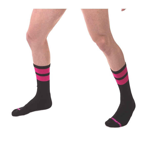 Calcetines de gimnasia negro-rosa fluorescente