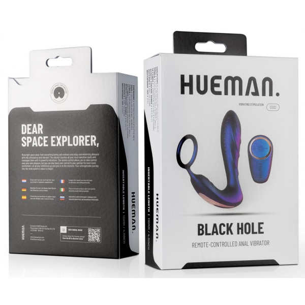 Hueman Black Hole Vibrierender Cockring + Plug 11 x 3,3cm
