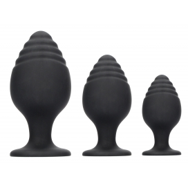 Ouch! Lot de 3 Plugs en silicone RIPPLED
