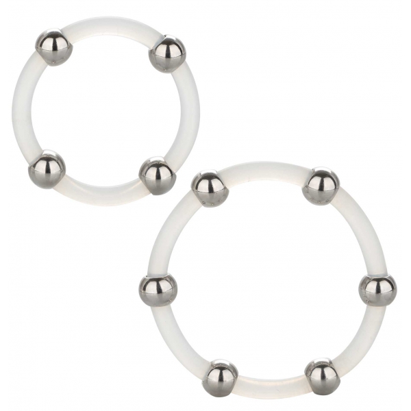 Set of 2 Transparent Cockrings with Balls