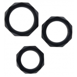 Manpower TOYJOY Lot de 3 cockrings Silicone Power Halo Noirs