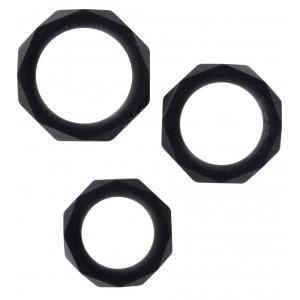 Manpower TOYJOY Set of 3 Black Power Halo Silicone Cockrings