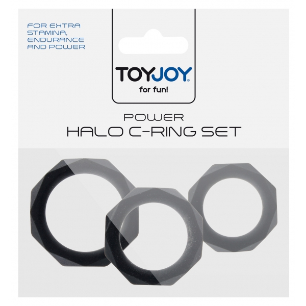 Set of 3 Black Power Halo Silicone Cockrings