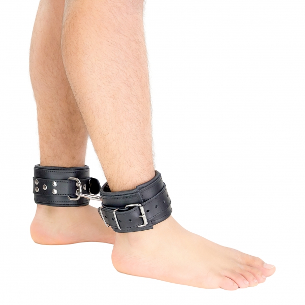 Padded Leather Ankle Cuffs Black