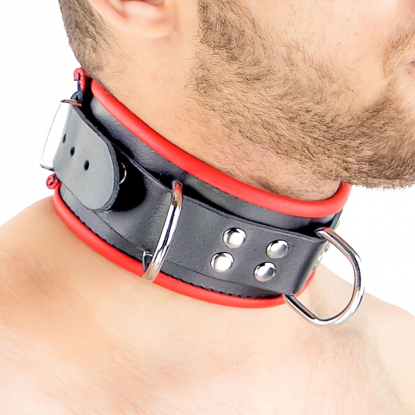 Leather Necklace with 3 Red D-rings