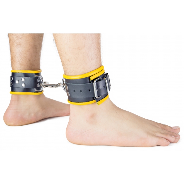 Leather Foot Cuff - Black/Yellow