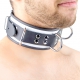 Leather Necklace 3 Rings D White-Black