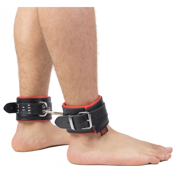 Punhos de tornozelo de couro acolchoados Black-Red