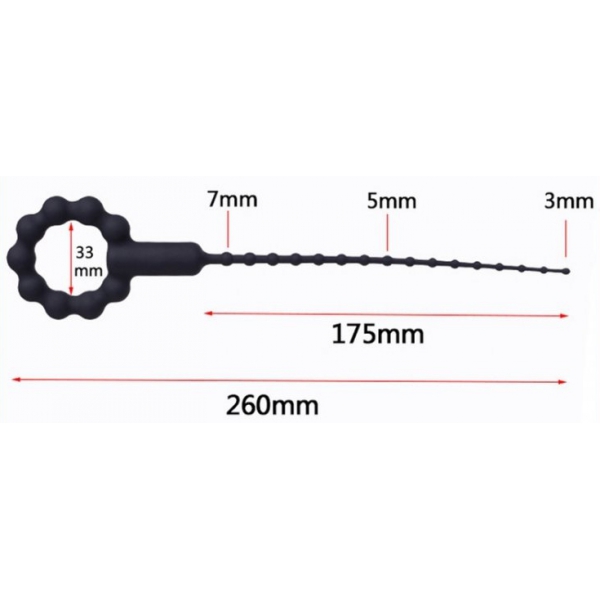 Tige d'urètre vibrante avec Anneau O-Ring 17.5cm - Diamètre 3 à 8mm