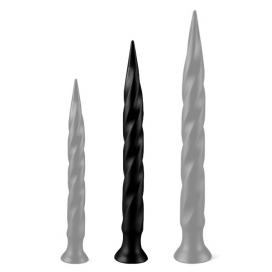 DarkSil Long Tail Thread Soft Butt Plug Noir 42 x 4.5 cm