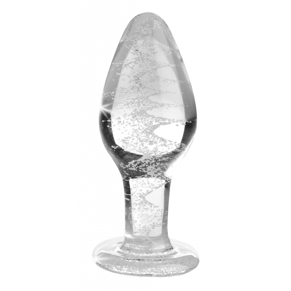 Brilho na vela de vidro escuro GLOW L 9,5 x 4cm