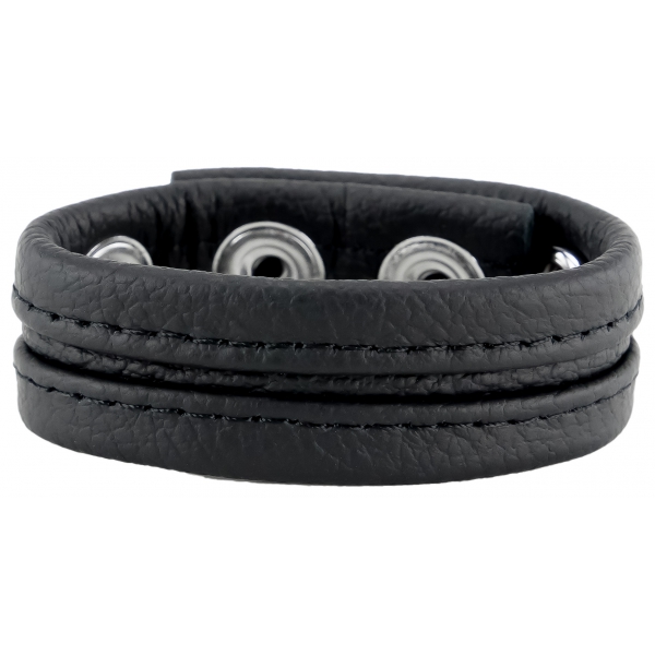 Leather Cockring 3 Pressions Black