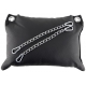 Coussin en cuir noir 23 x 32cm + 2 chaines de 20cm + 4 mousquetons