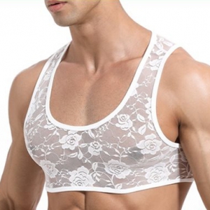 MenSexyWear Spitzen-Crop Weiß