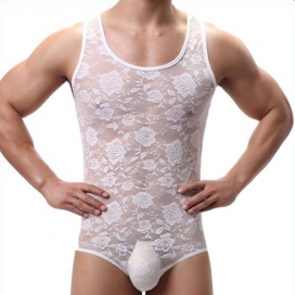 MENSSEXI TEDDY - Playsuit in pizzo bianco